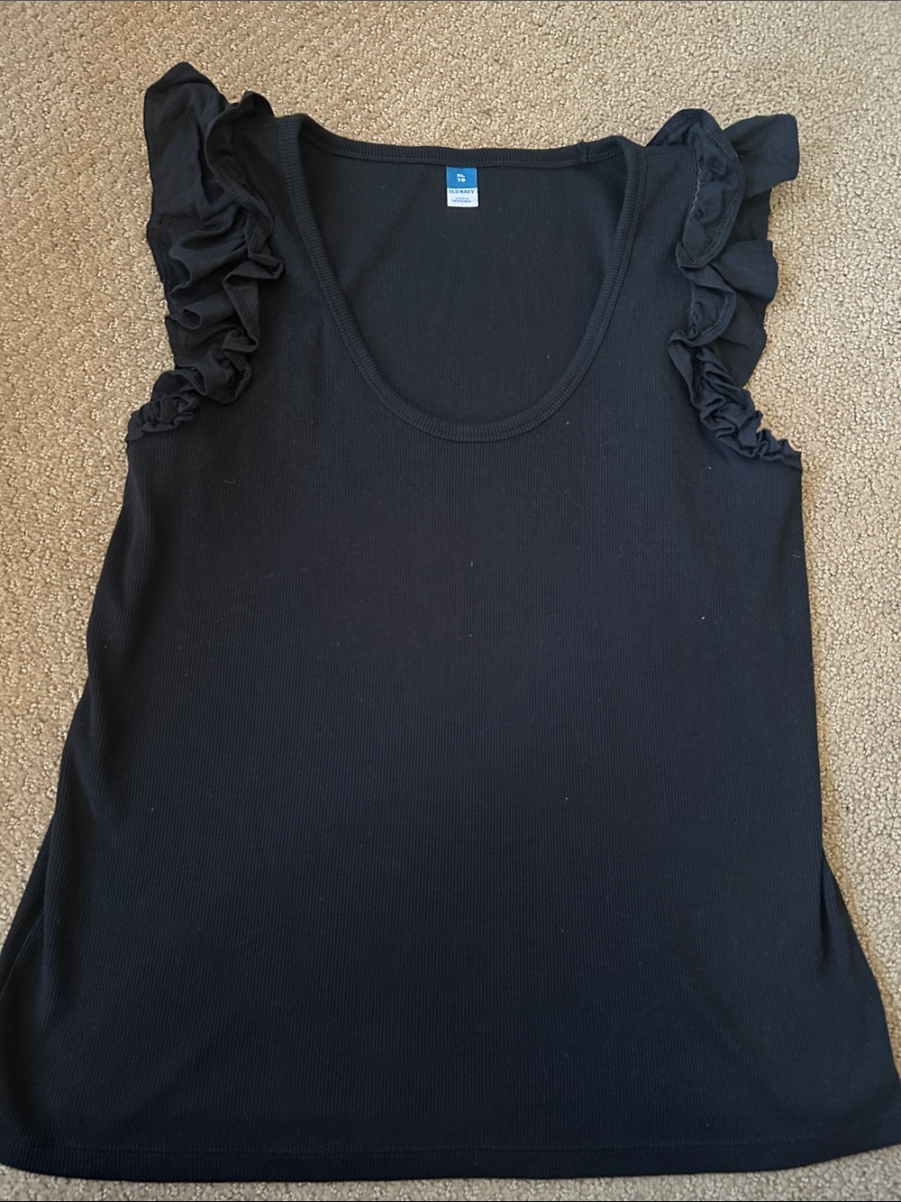 Old Navy Black Ruffle Sleeve Tank Top
